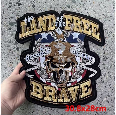 Large Land Free Brave Skull Patch